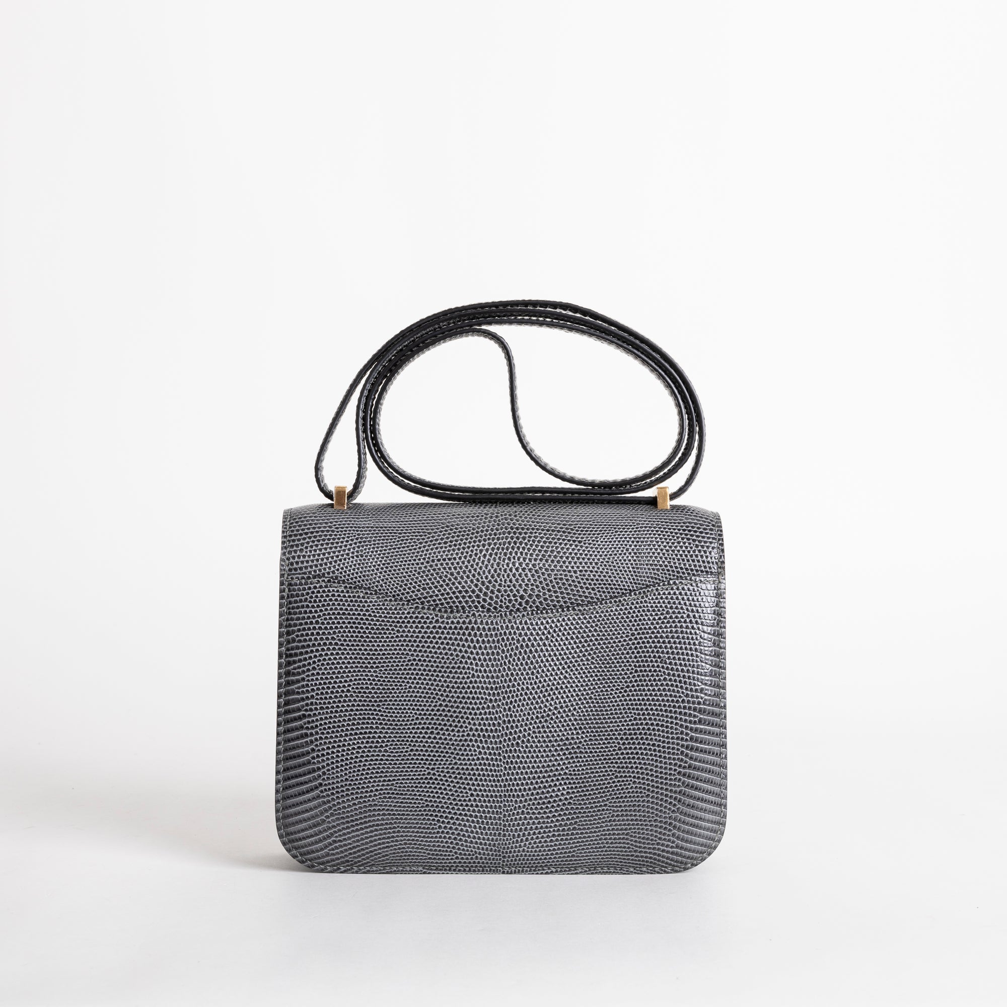 CONSTANCE 18 (MINI) LIZARD LEATHER GRIS FONCE WITH GOLD HARDWARE (GHW)