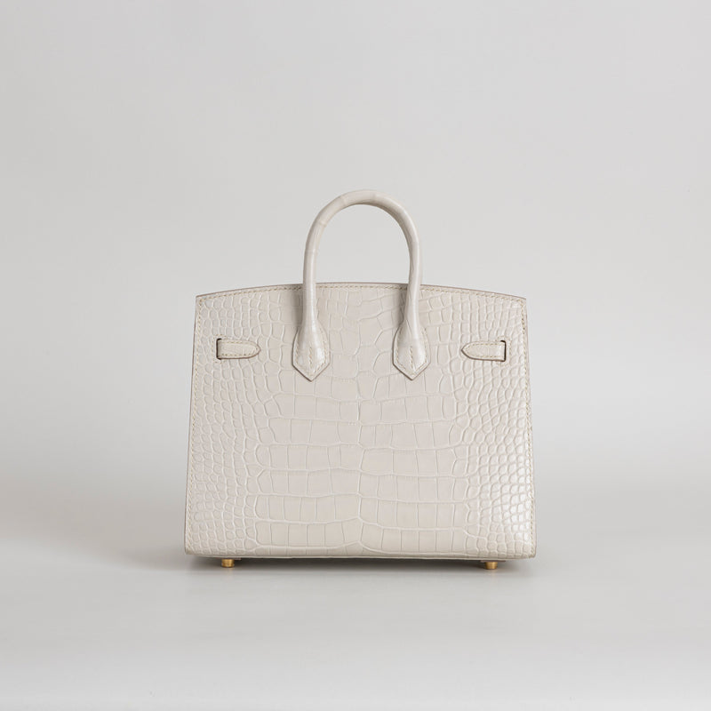 BIRKIN 20 (SELLIER SHAPE) MATTE MISSISSIPPIENSIS ALLIGATOR LEATHER BETON WITH GOLD HARDWARE (GHW)