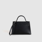 MINI KELLY II (20) CHEVRE LEATHER HORSESHOE STAMP (HSS) NOIR (BLACK) & GRIS PERLE WITH PALLADIUM HARDWARE (PHW)