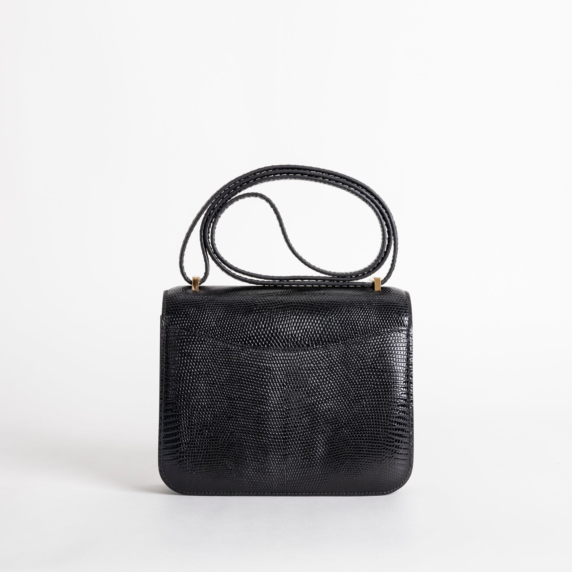 CONSTANCE 18 (MINI) LIZARD LEATHER NOIR (BLACK) WITH GOLD HARDWARE (GHW)