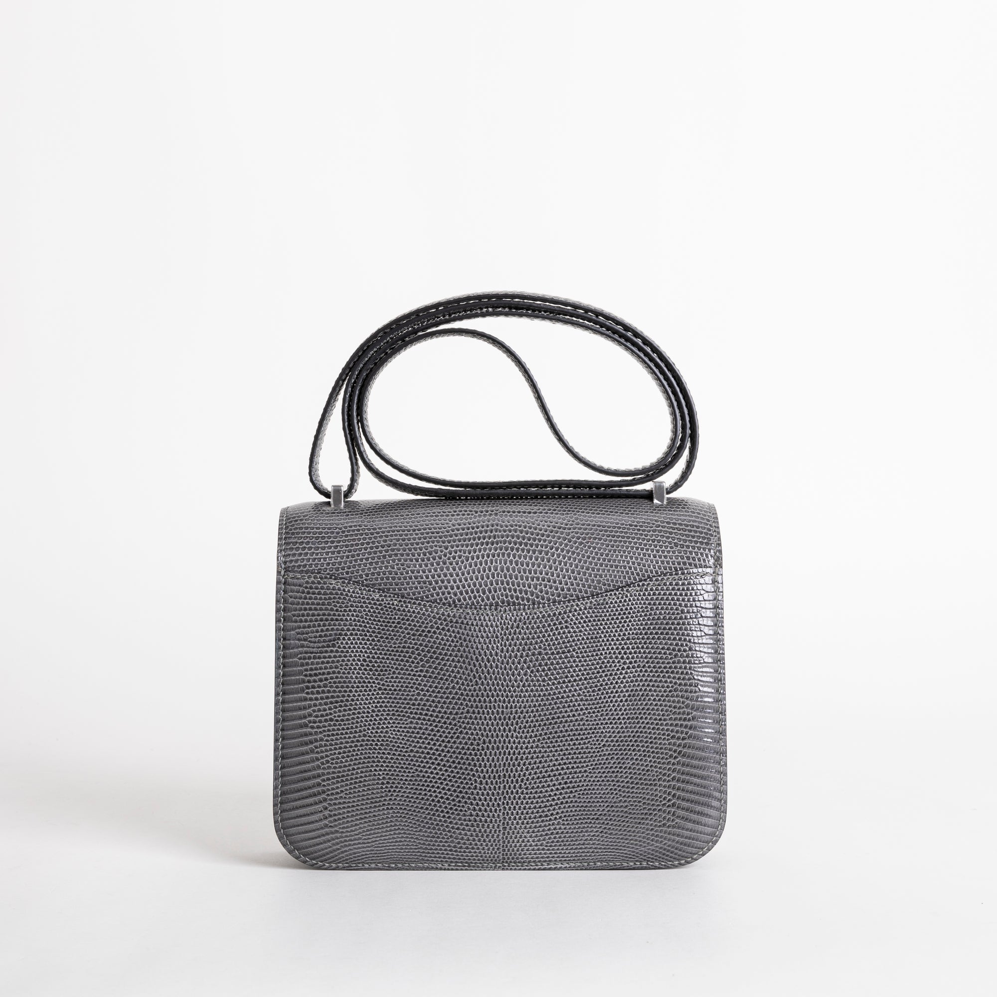 CONSTANCE 18 (MINI) LIZARD LEATHER GRIS FONCE WITH PALLADIUM HARDWARE (PHW)