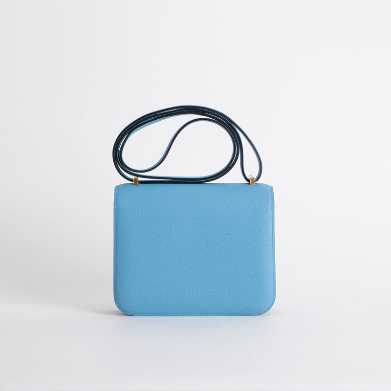 CONSTANCE 18 (MINI) EPSOM LEATHER BLEU DU NORD WITH GOLD HARDWARE (GHW)