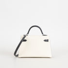 MINI KELLY II (20) CHEVRE LEATHER HORSESHOE STAMP (HSS) CRAIE & NOIR (BLACK) WITH PALLADIUM HARDWARE (PHW)