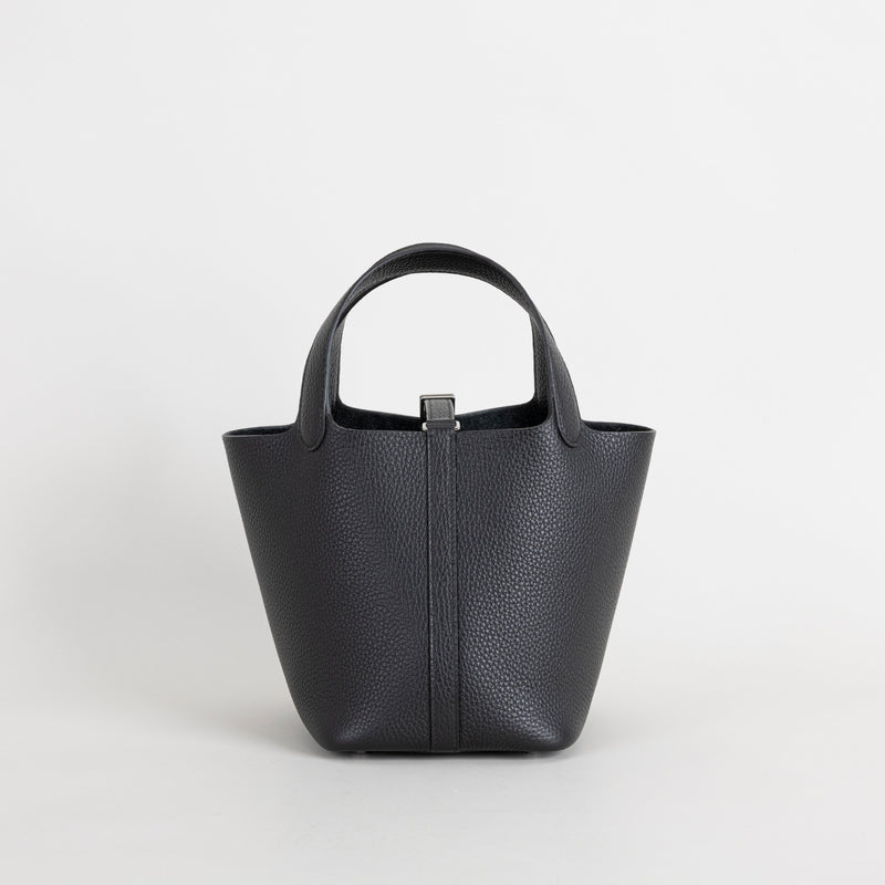 PICOTIN 18 LOCK CLEMENCE LEATHER NOIR (BLACK) WITH PALLADIUM HARDWARE (PHW)