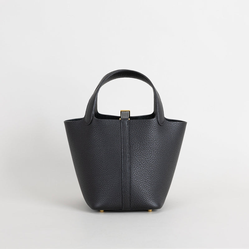 PICOTIN 18 LOCK CLEMENCE LEATHER NOIR (BLACK) WITH GOLD HARDWARE (GHW)