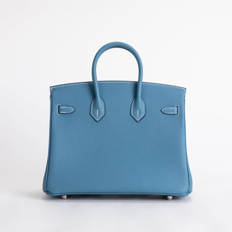 BIRKIN 25 TOGO LEATHER BLEU JEAN WITH PALLADIUM HARDWARE (PHW)