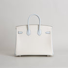 BIRKIN 25 CHEVRE LEATHER HORSESHOE STAMP (HSS) BI-COLOR BETON & BLEU BRUME WITH PALLADIUM HARDWARE (PHW)
