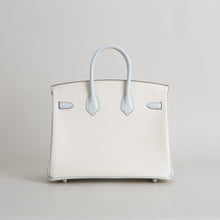 BIRKIN 25 CHEVRE LEATHER HORSESHOE STAMP (HSS) BI-COLOR BETON & BLEU BRUME WITH PALLADIUM HARDWARE (PHW)