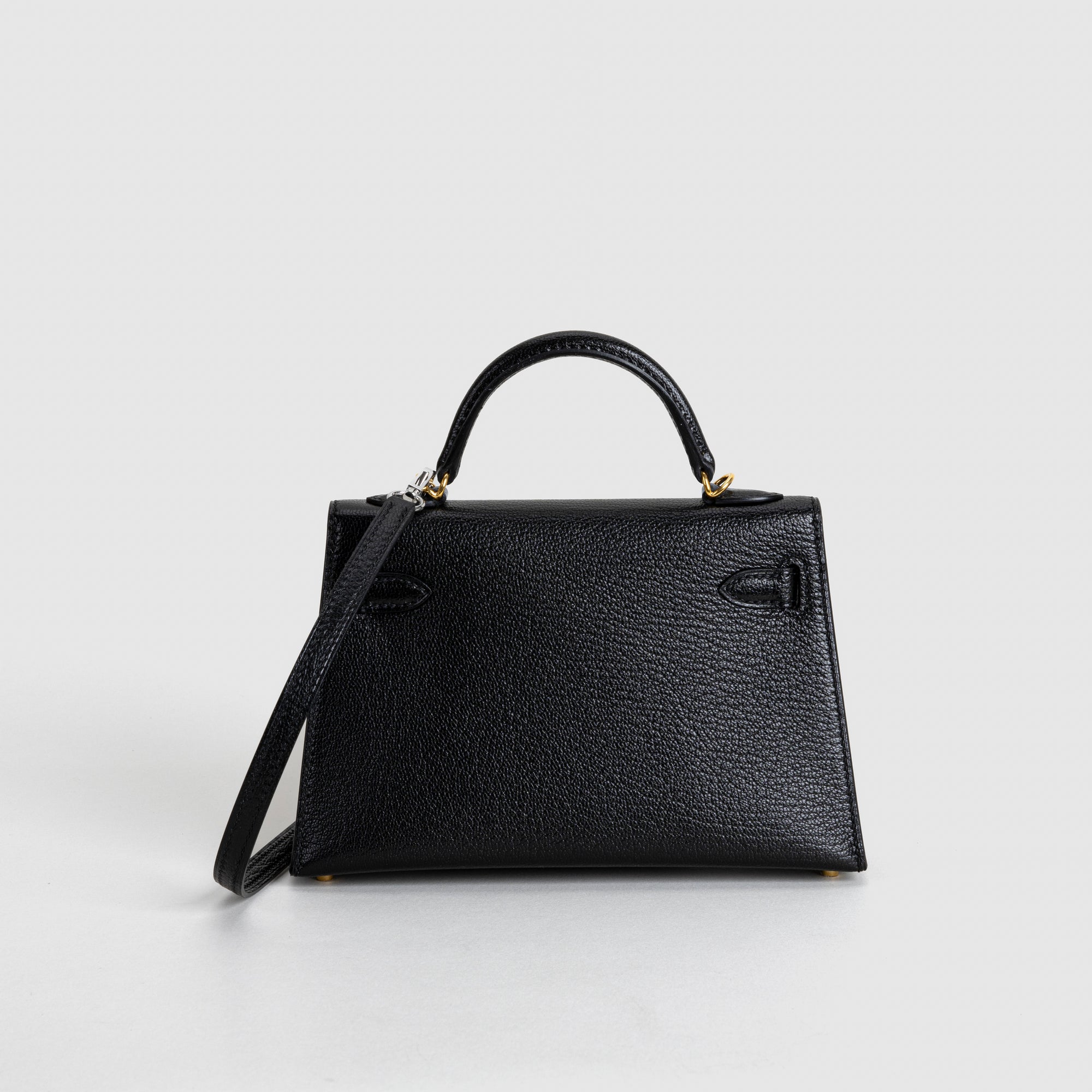MINI KELLY II (20) CHEVRE LEATHER NOIR (BLACK) WITH GOLD HARDWARE (GHW)