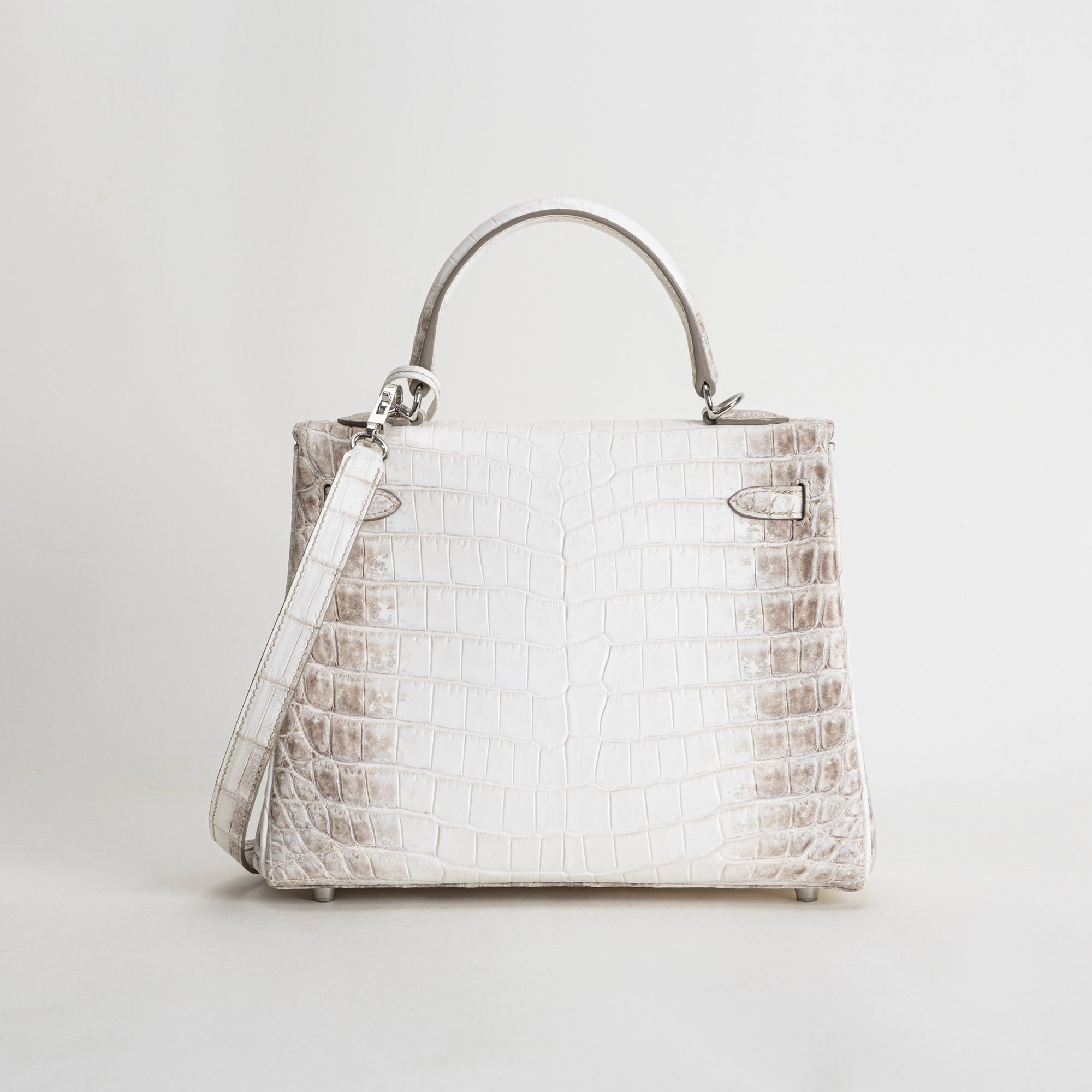 KELLY 25 NILOTICUS CROCODILE (MATTE) LEATHER HIMALAYA WITH PALLADIUM HARDWARE (PHW)