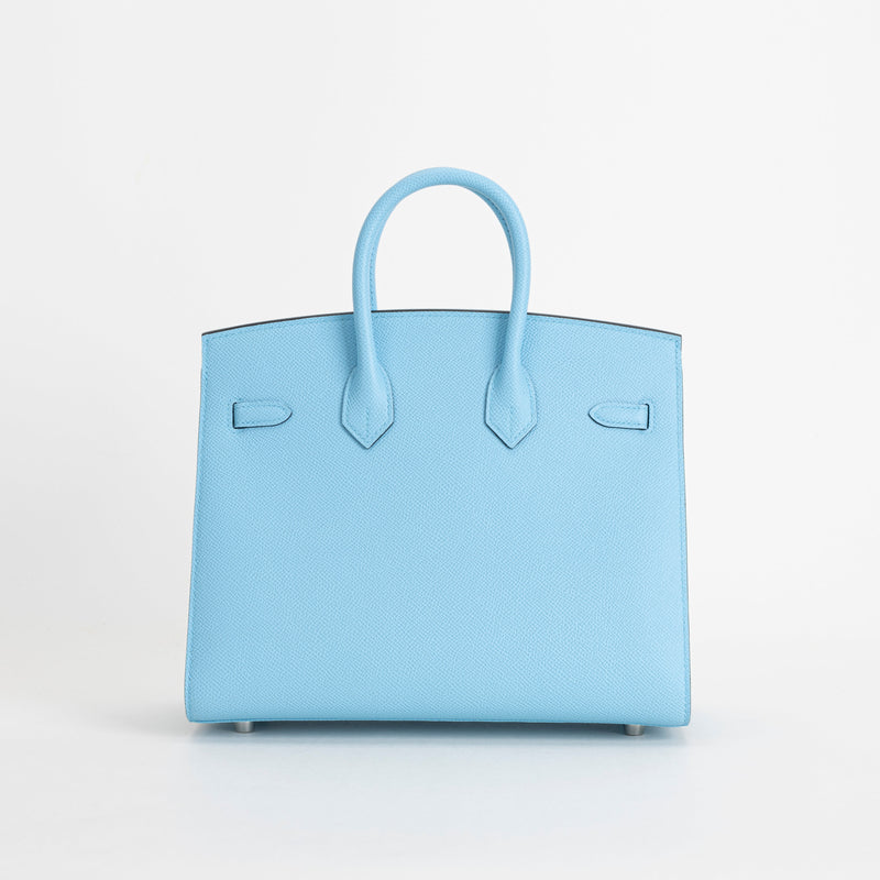 BIRKIN 25 EPSOM LEATHER (SELLIER SHAPE) CELESTE WITH PALLADIUM HARDWARE (PHW)