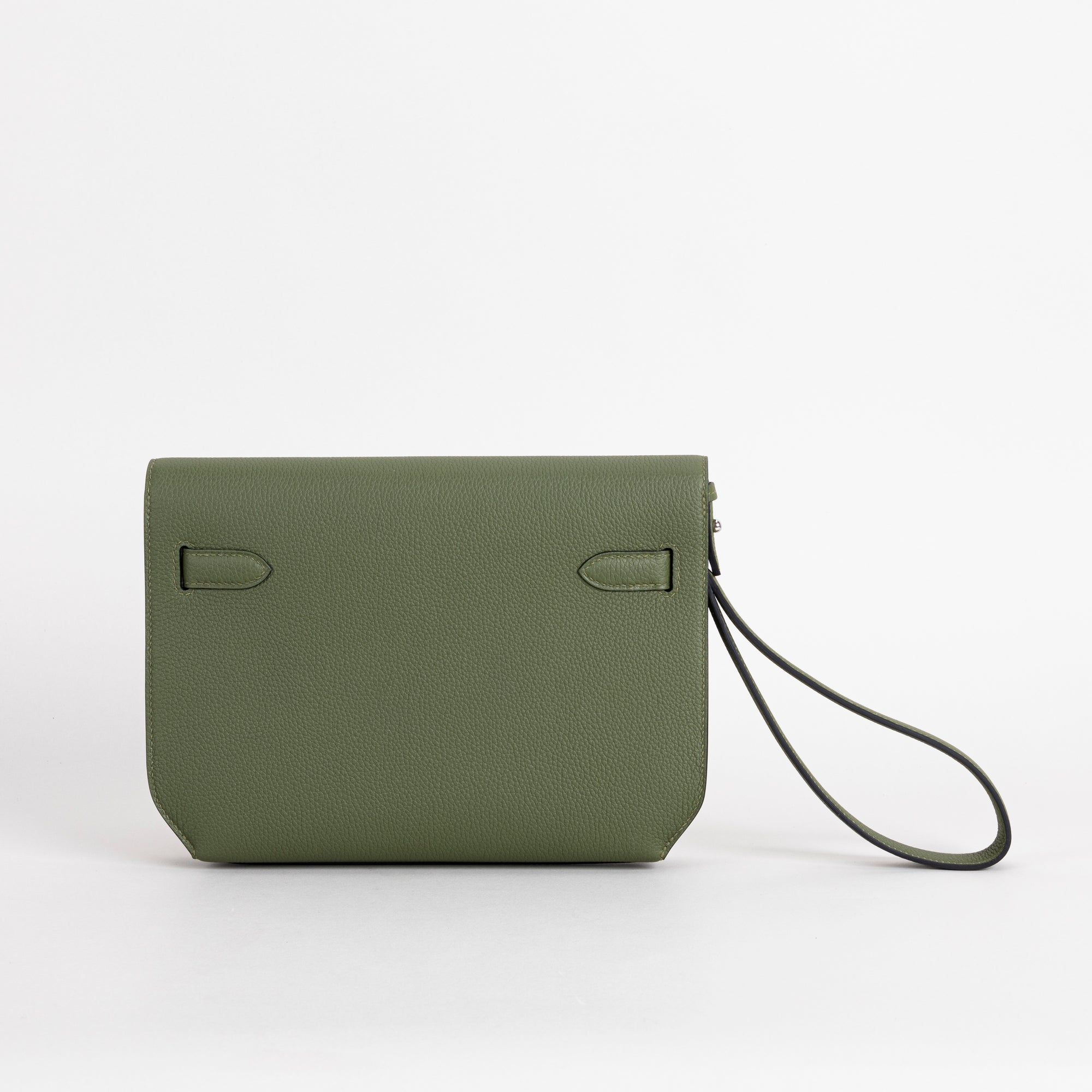 KELLY DEPECHES 25 TOGO LEATHER VERT OLIVE WITH PALLADIUM HARDWARE (PHW)