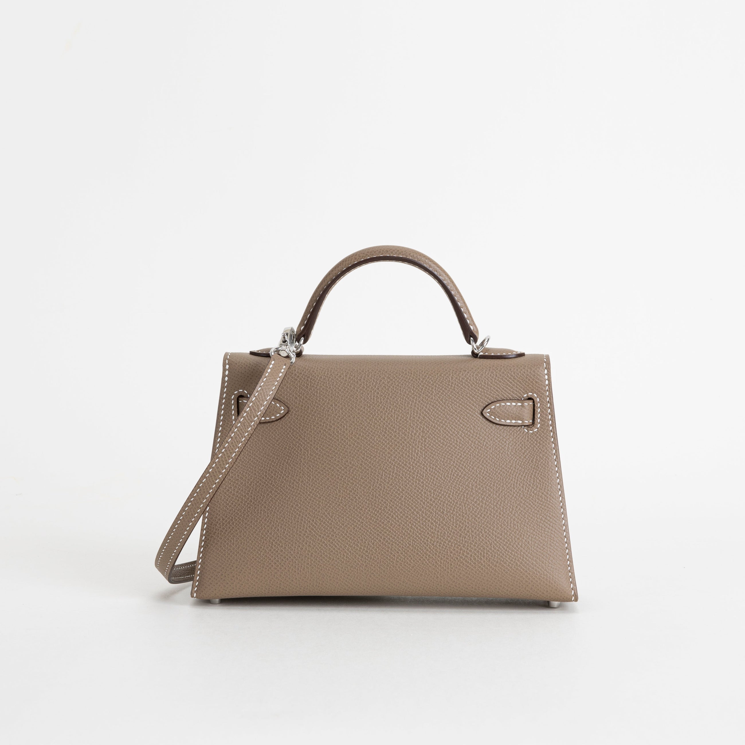 MINI KELLY II (20) EPSOM LEATHER ETOUPE WITH PALLADIUM HARDWARE (PHW)