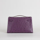 KELLY POCHETTE OSTRICH LEATHER ANEMONE WITH ROSE GOLD HARDWARE (RGHW)