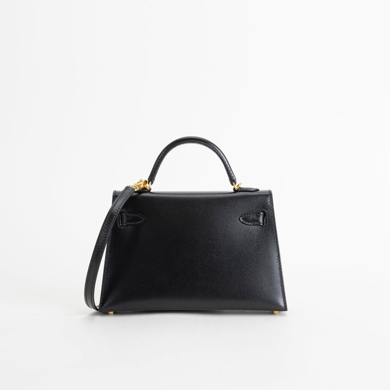 MINI KELLY II (20) BLACK BOX CALF LEATHER WITH GOLD HARDWARE (GHW)