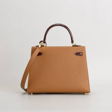 KELLY 25 SHINY (LISSE) TOUCH SHINY MISSISSIPPIENSIS ALLIGATOR LEATHER MIEL & EPSOM LEATHER GOLD WITH GOLD HARDWARE (GHW)