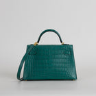 MINI KELLY II (20) MATTE MISSISSIPPIENSIS ALLIGATOR LEATHER MALACHITE WITH GOLD HARDWARE (GHW)