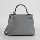 KELLY 25 EPSOM LEATHER GRIS MEYER WITH PALLADIUM HARDWARE (PHW)