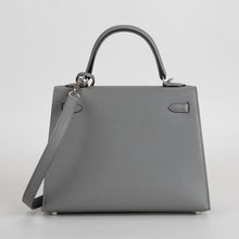 KELLY 25 EPSOM LEATHER GRIS MEYER WITH PALLADIUM HARDWARE (PHW)
