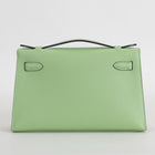 KELLY POCHETTE SWIFT LEATHER VERT CRIQUET WITH PALLADIUM HARDWARE (PHW)