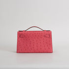 KELLY POCHETTE OSTRICH LEATHER ROSE TYRIEN WITH GOLD HARDWARE (GHW)