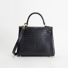 KELLY 25 MATTE POROSUS CROCODILE LEATHER NOIR (BLACK) WITH GOLD HARDWARE (GHW)