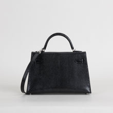 MINI KELLY II (20) LIZARD LEATHER NOIR (BLACK) WITH PALLADIUM HARDWARE (PHW)