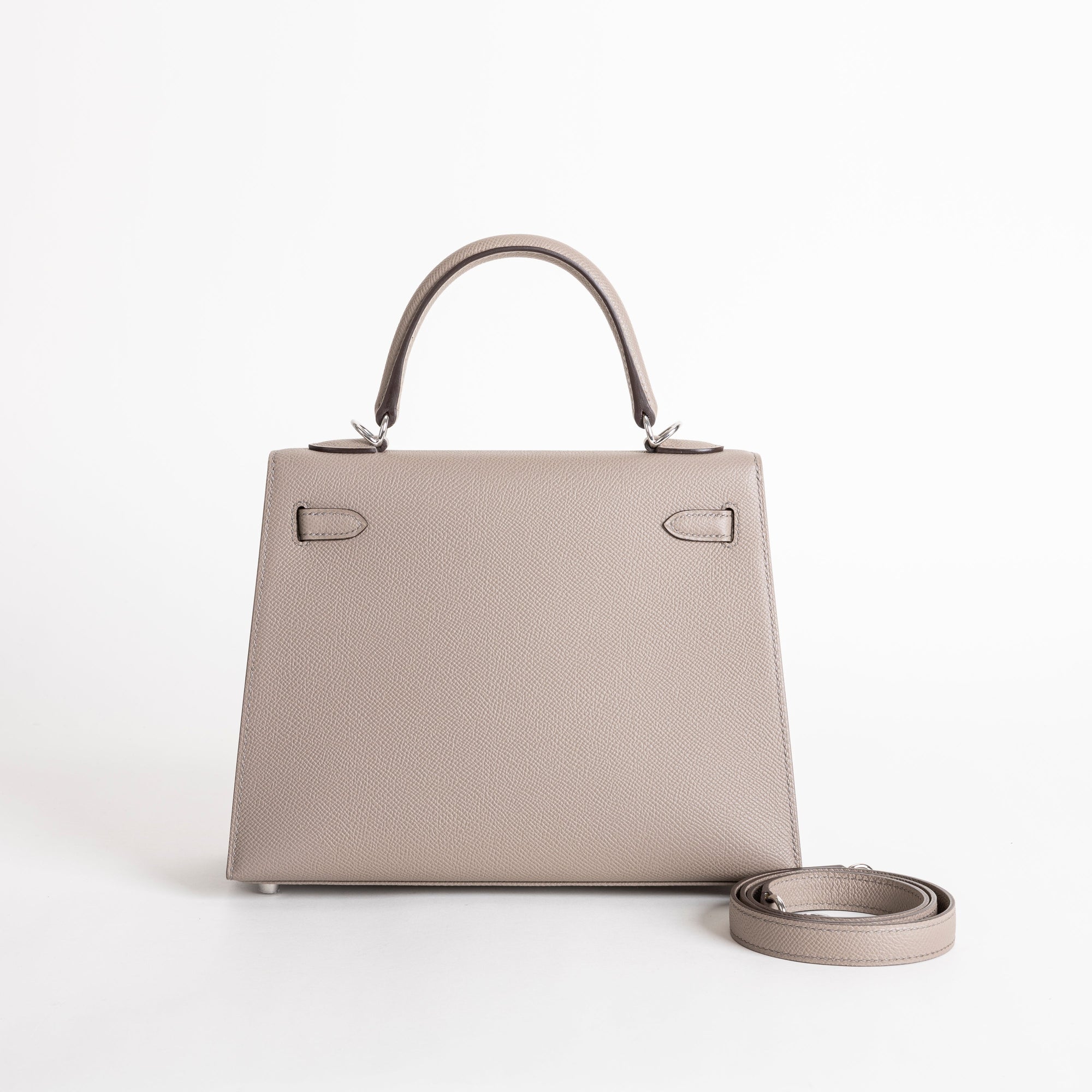 KELLY 25 EPSOM LEATHER GRIS ASPHALTE WITH PALLADIUM HARDWARE (PHW)
