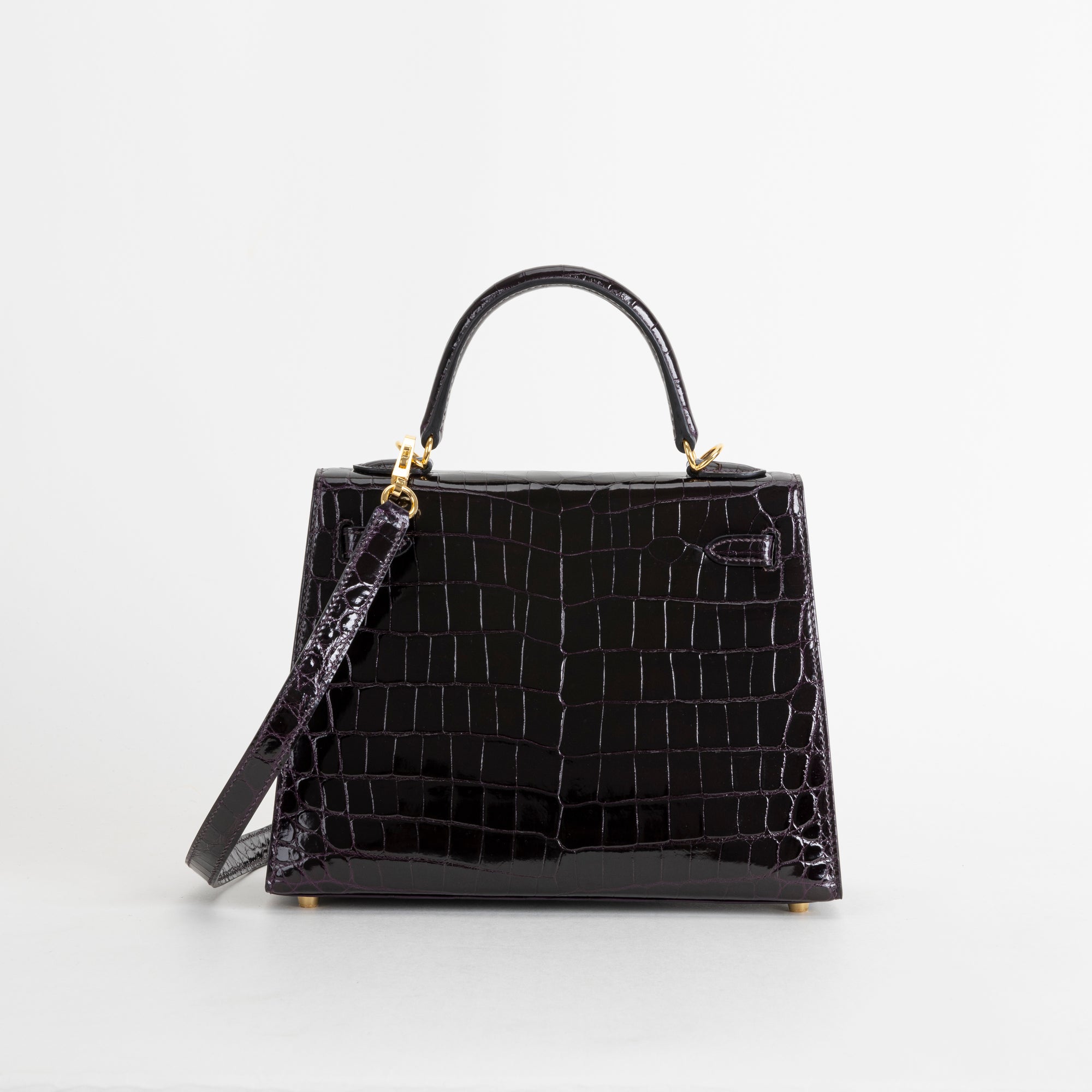 KELLY 25 SHINY (LISSE) NILOTICUS CROCODILE LEATHER CASSIS WITH GOLD HARDWARE (GHW)