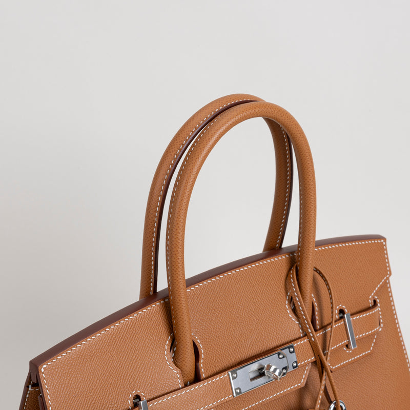 BIRKIN 30 EPSOM LEATHER (SELLIER SHAPE) GOLD WITH PALLADIUM HARDWARE (PHW)