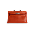 KELLY POCHETTE LIZARD LEATHER ORANGE WITH PALLADIUM HARDWARE (PHW)