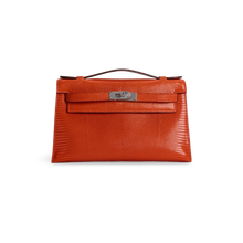 KELLY POCHETTE LIZARD LEATHER ORANGE WITH PALLADIUM HARDWARE (PHW)