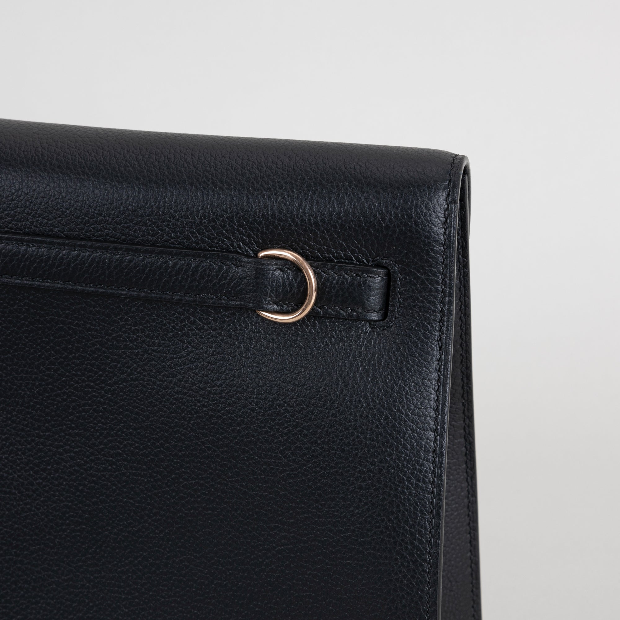 KELLY DANSE EVERCOLOR LEATHER NOIR (BLACK) WITH ROSE GOLD HARDWARE (RGHW)