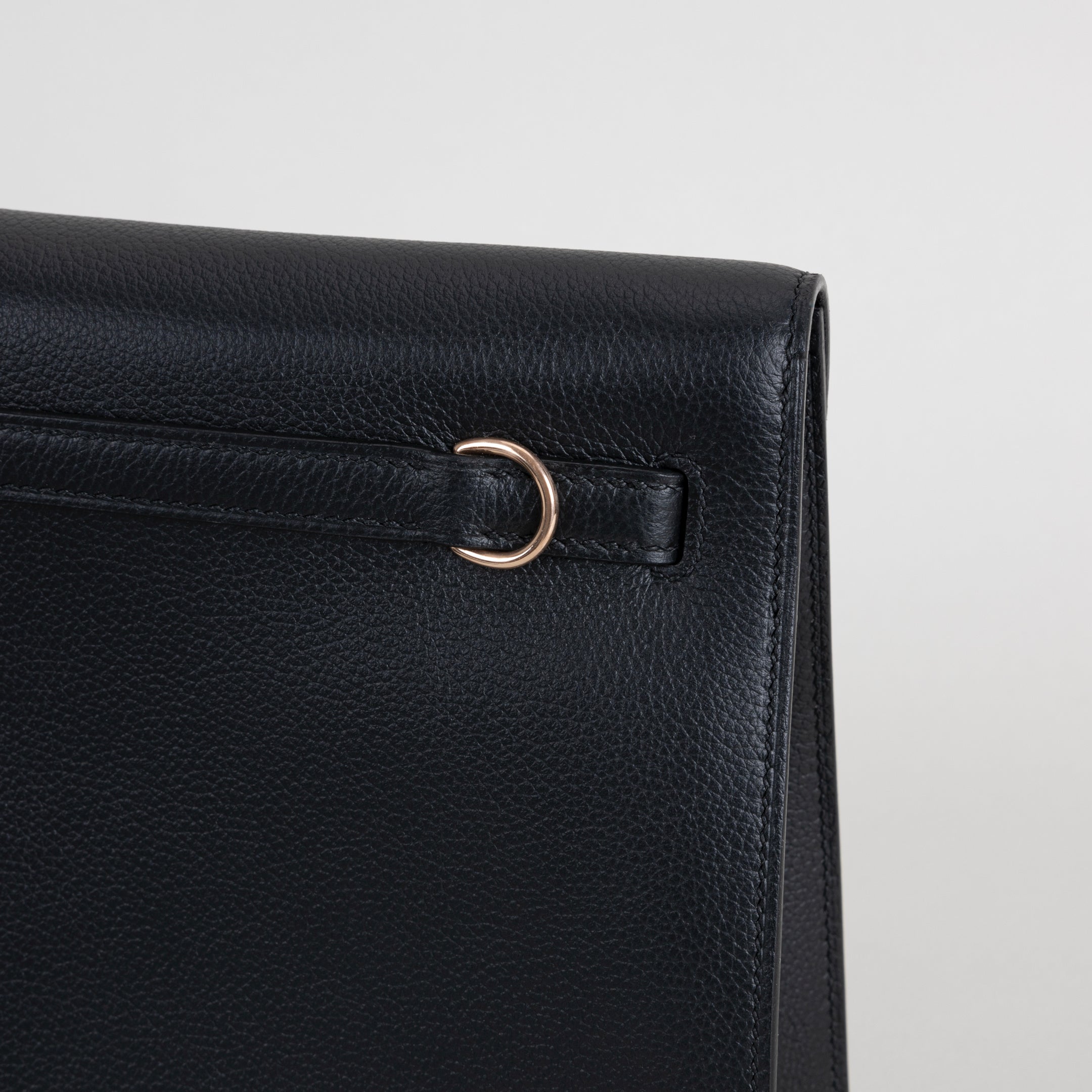 KELLY DANSE EVERCOLOR LEATHER NOIR (BLACK) WITH ROSE GOLD HARDWARE (RGHW)