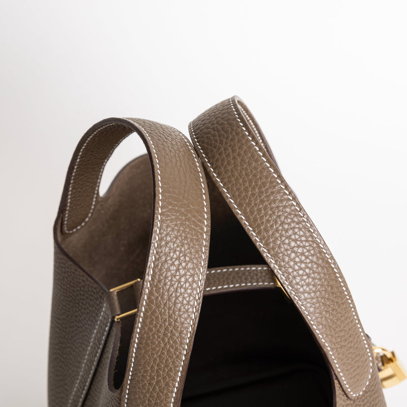 PICOTIN 18 LOCK CLEMENCE LEATHER ETOUPE WITH GOLD HARDWARE (GHW)