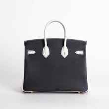 BIRKIN 25 TOGO LEATHER HORSESHOE STAMP (HSS) BI-COLOR NOIR (BLACK) & WHITE WITH GOLD HARDWARE (GHW)