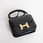 CONSTANCE 18 (MINI) LIZARD LEATHER NOIR (BLACK) WITH GOLD HARDWARE (GHW)
