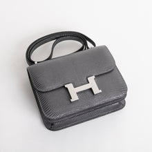 CONSTANCE 18 (MINI) LIZARD LEATHER GRIS FONCE WITH PALLADIUM HARDWARE (PHW)
