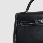 MINI KELLY II (20) CHEVRE LEATHER HORSESHOE STAMP (HSS) NOIR (BLACK) & GRIS PERLE WITH PALLADIUM HARDWARE (PHW)