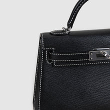 MINI KELLY II (20) CHEVRE LEATHER HORSESHOE STAMP (HSS) NOIR (BLACK) & GRIS PERLE WITH PALLADIUM HARDWARE (PHW)