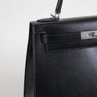 KELLY 28 BLACK BOX CALF LEATHER WITH PALLADIUM HARDWARE (PHW)