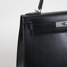 KELLY 28 BLACK BOX CALF LEATHER WITH PALLADIUM HARDWARE (PHW)