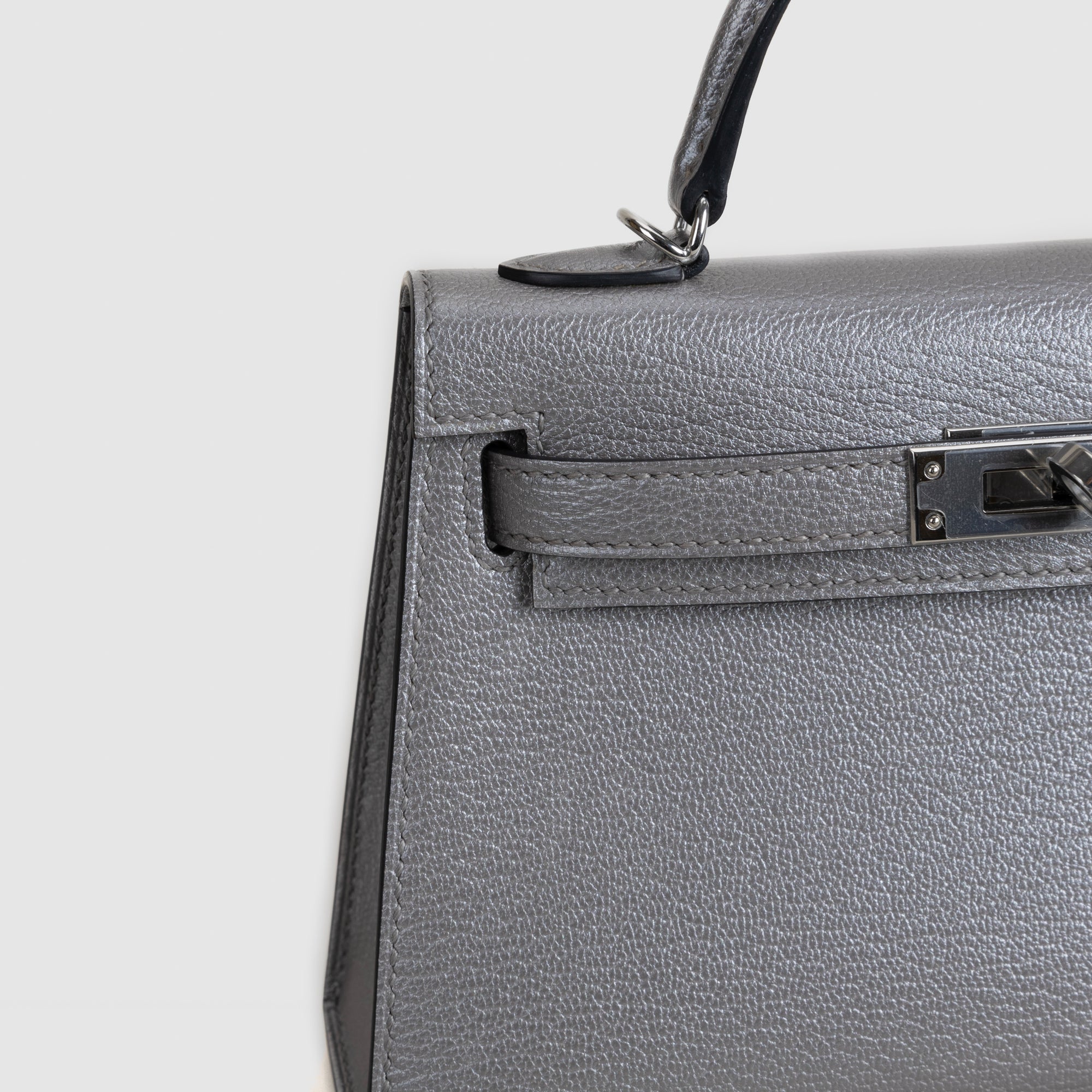 MINI KELLY II (20) CHAMKILLIGHT CHÈVRE LEATHER GRIS ARGENTE WITH PALLADIUM HARDWARE (PHW)