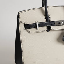 BIRKIN 25 EPSOM LEATHER (SELLIER SHAPE) HORSESHOE STAMP (HSS) BI-COLOR NATA & NOIR (BLACK) WITH PALLADIUM HARDWARE (PHW)