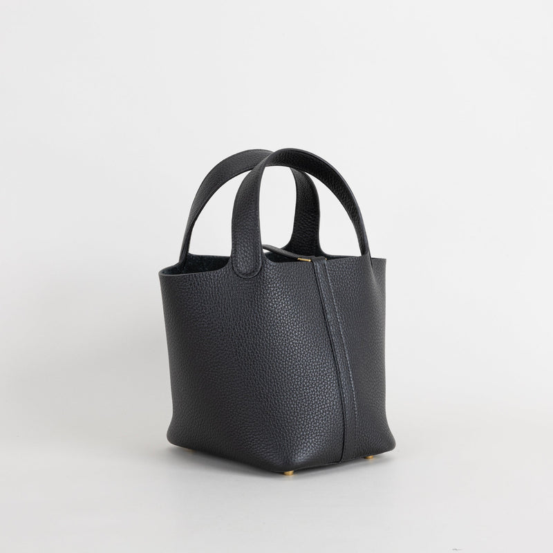 PICOTIN 18 LOCK CLEMENCE LEATHER NOIR (BLACK) WITH GOLD HARDWARE (GHW)