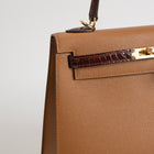 KELLY 25 SHINY (LISSE) TOUCH SHINY MISSISSIPPIENSIS ALLIGATOR LEATHER MIEL & EPSOM LEATHER GOLD WITH GOLD HARDWARE (GHW)