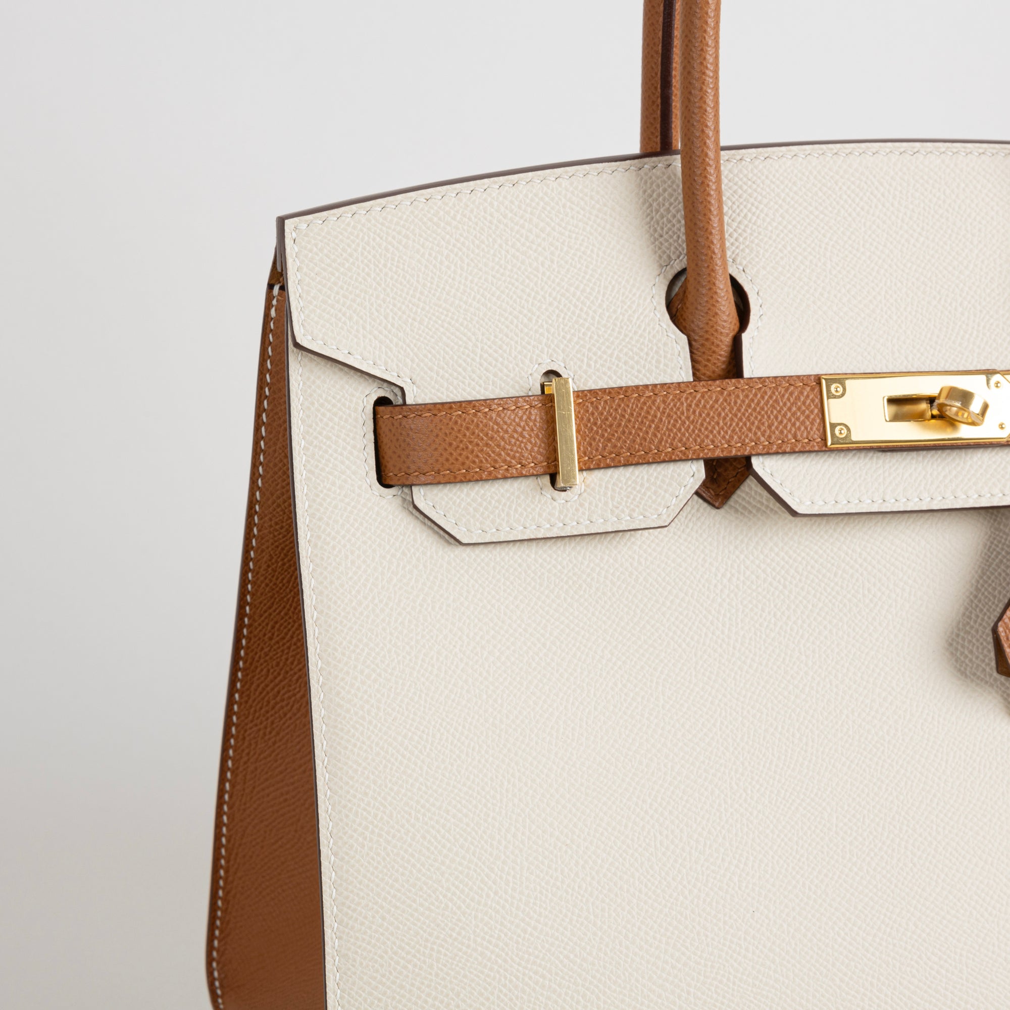 BIRKIN 30 (SELLIER SHAPE) EPSOM LEATHER HORSESHOE STAMP (HSS) BI-COLOR GOLD & CRAIE WITH GOLD HARDWARE (GHW)