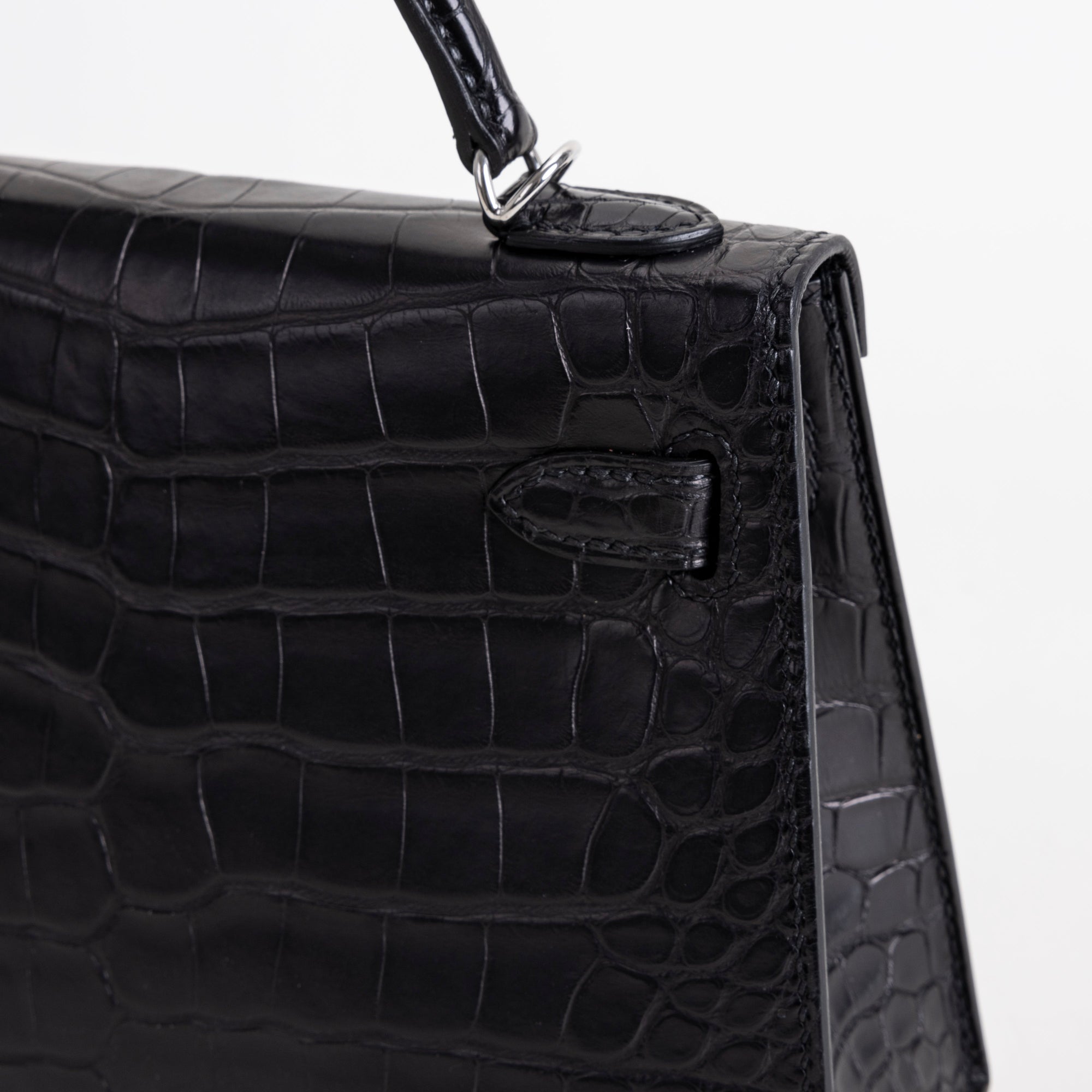 MINI KELLY II (20) MATTE MISSISSIPPIENSIS ALLIGATOR LEATHER NOIR (BLACK) WITH PALLADIUM HARDWARE (PHW)