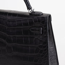 MINI KELLY II (20) MATTE MISSISSIPPIENSIS ALLIGATOR LEATHER NOIR (BLACK) WITH PALLADIUM HARDWARE (PHW)