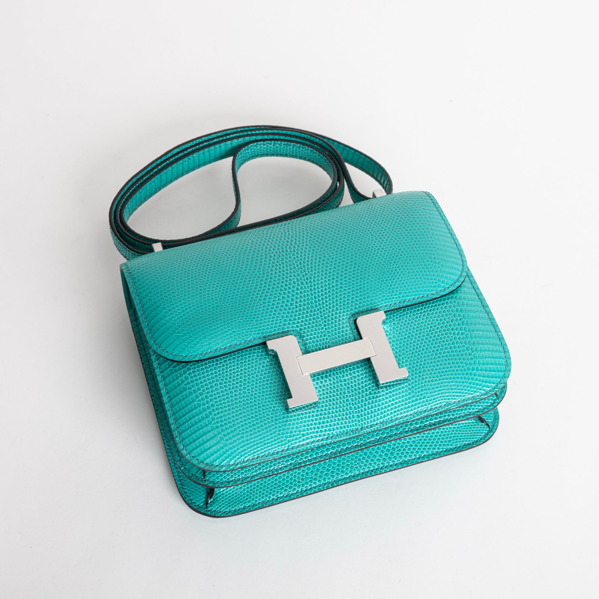 CONSTANCE 18 (MINI) LIZARD LEATHER MENTHE WITH PALLADIUM HARDWARE (PHW)